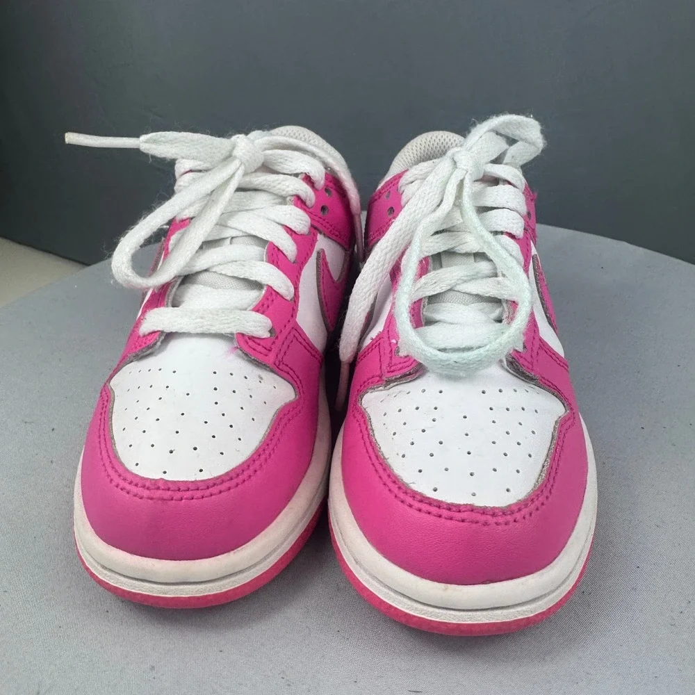 Nike Dunk Low Laser Fuchsia Kids Size 11C Pink White Shoes FB9108-102 Sneaker